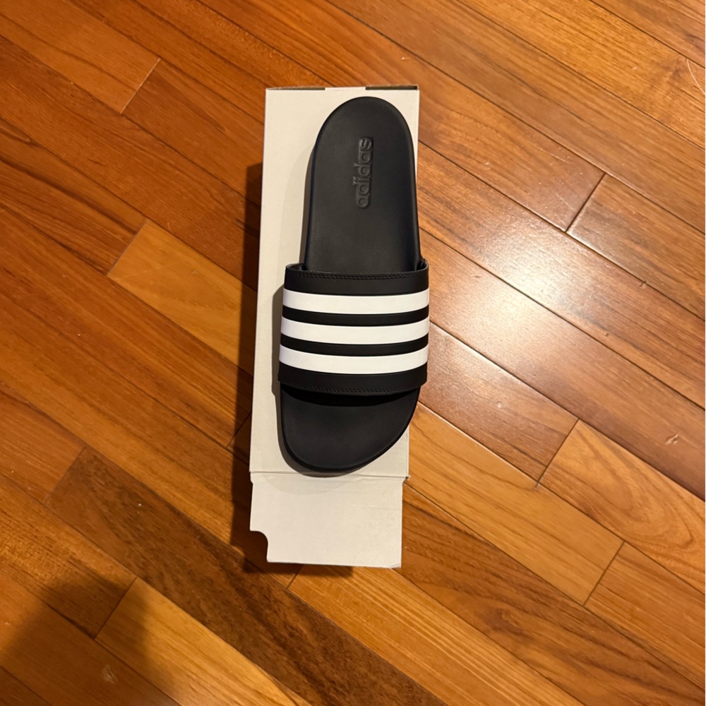 adidas Black and White Slide Sandals